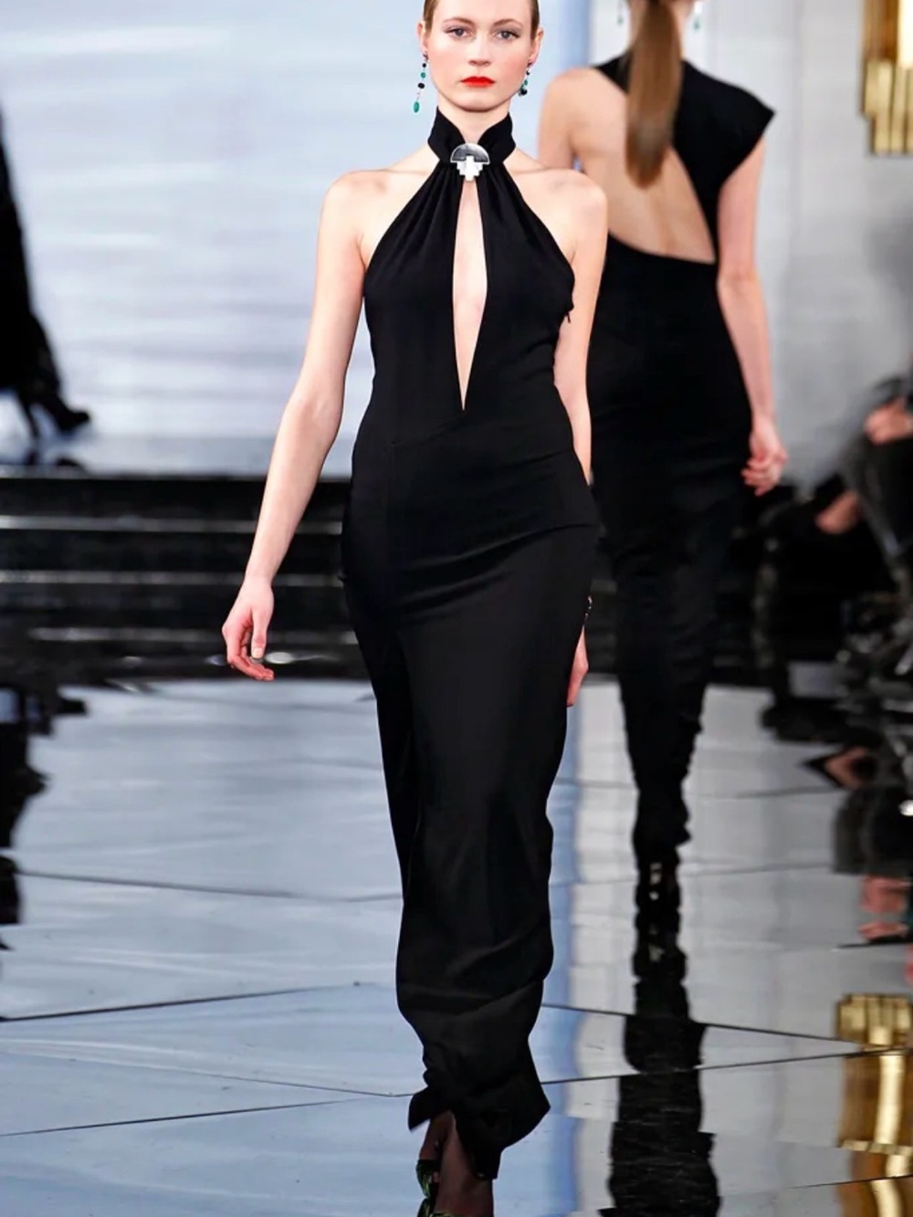 Ralph Lauren Collection 2011 Black Halter-Neck Backless Maxi Dress size 8